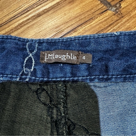 J.McLaughlin Women’s Everly Bashford Chain Wide Leg Jean Blue Trouser Style 4 - Picture 4 of 14